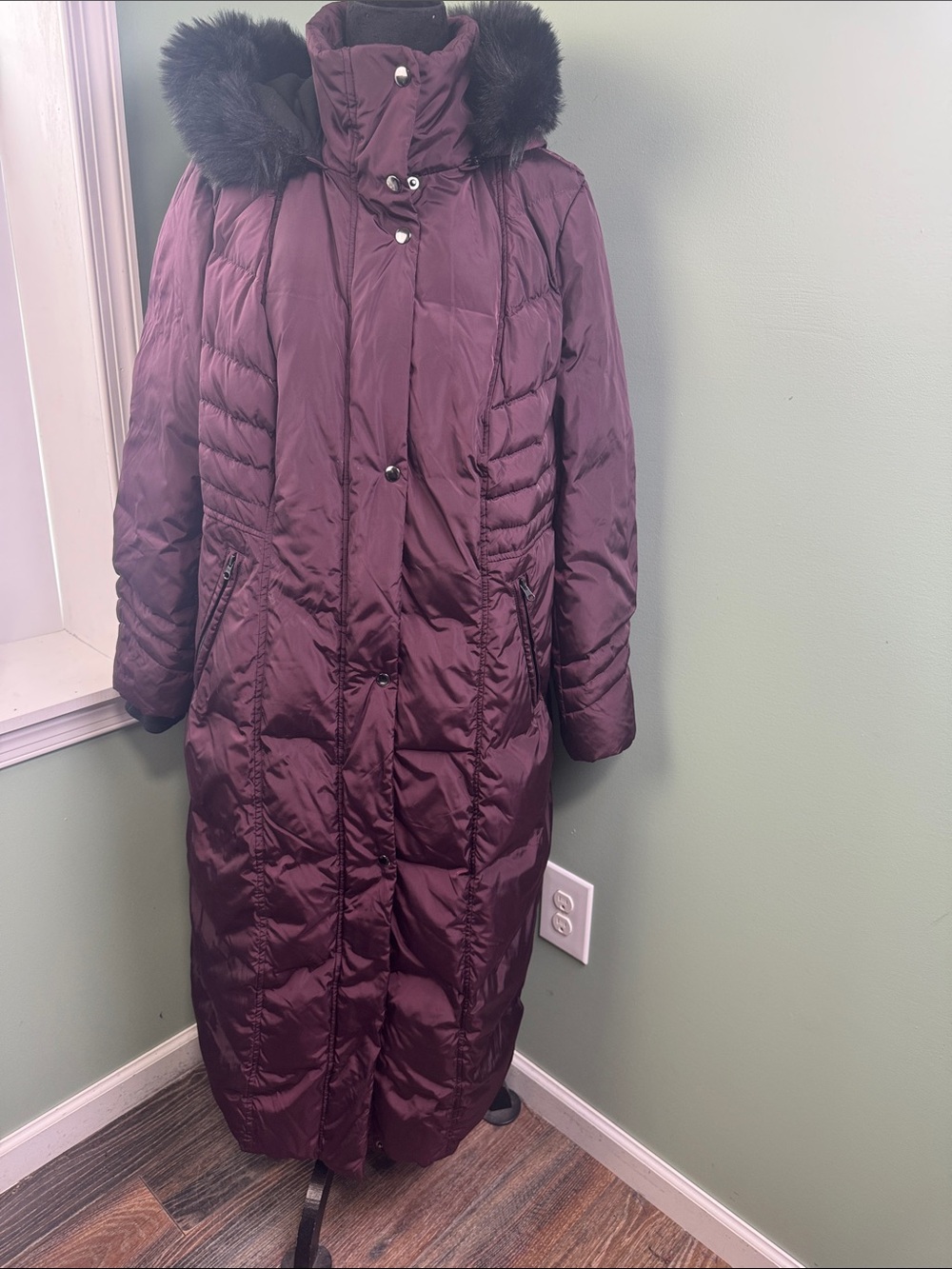 Woman Within Long Puffer Coat Goose-down - Burgundy 20W